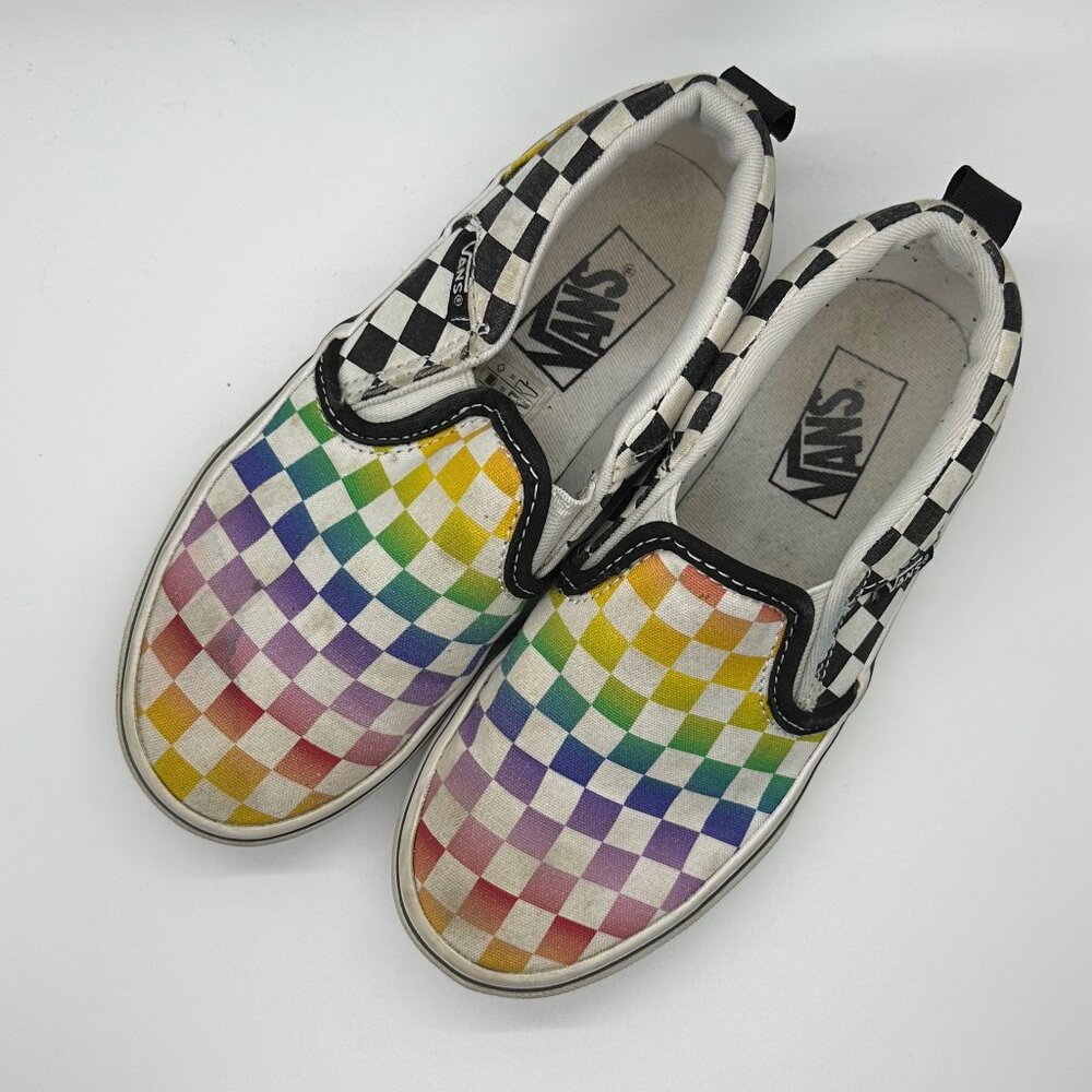 Kids Classic Slip-On Rainbow Checkerboard Shoe